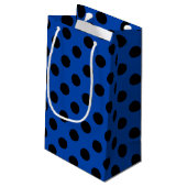 Petit Sac Cadeau Pois noirs sur bleu royal (Dos Angle)