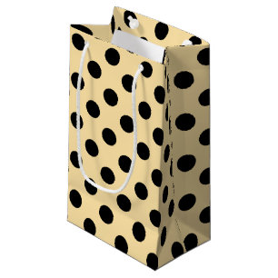 Petit Sac Cadeau Pois noirs sur jaune pâle