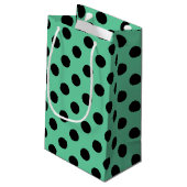 Petit Sac Cadeau Pois noirs sur vert menthe (Dos Angle)