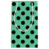 Petit Sac Cadeau Pois noirs sur vert menthe (Devant)