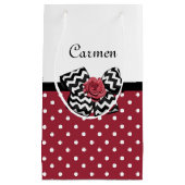 Petit Sac Cadeau Pois rouge et blanc mignon Rose Chevron Bow (Devant)