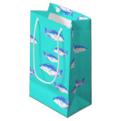 Petit Sac Cadeau Poisson bleu turquoise (Devant Angle)