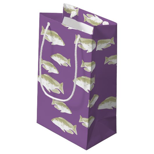 Petit Sac Cadeau Poisson sur violet (Dos Angle)