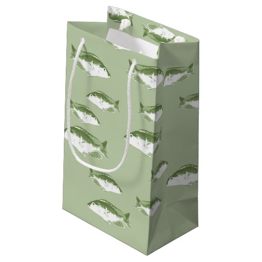 Petit Sac Cadeau Poisson vert olive (Dos Angle)