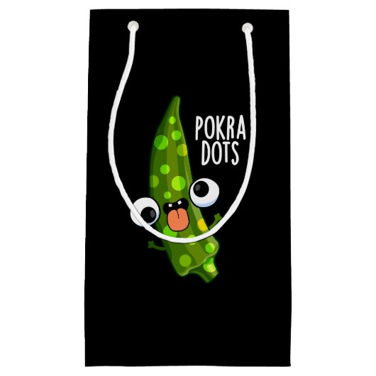 Petit Sac Cadeau Pokra Dots Funny Okra Pun Dark BG (Devant)