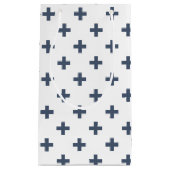 Petit Sac Cadeau Polka gris-bleu croise sur blanc (Devant)