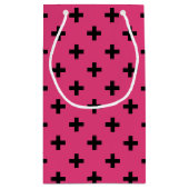 Petit Sac Cadeau Polka noire croise sur fuchsia (Dos)