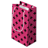 Petit Sac Cadeau Polka noire croise sur fuchsia (Dos Angle)