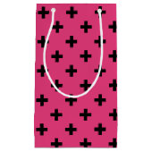 Petit Sac Cadeau Polka noire croise sur fuchsia (Devant)