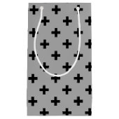 Petit Sac Cadeau Polka noire croise sur gris (Devant)