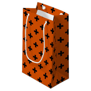 Petit Sac Cadeau Polka noire croise sur orange