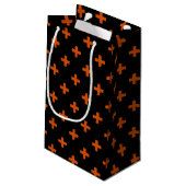 Petit Sac Cadeau Polka orange croise sur noir (Dos Angle)