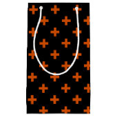 Petit Sac Cadeau Polka orange croise sur noir (Devant)