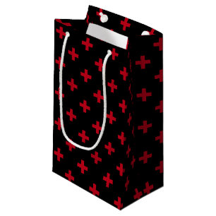 Petit Sac Cadeau Polka rouge croise sur noir