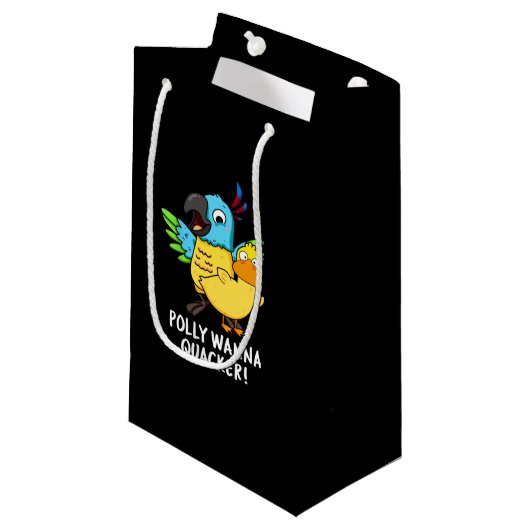 Petit Sac Cadeau Polly Wanna Quacker Funny Animal Pun (Devant Angle)