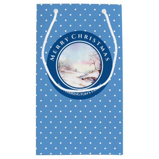 Petit Sac Cadeau Pont neige aquarelle Paysage Noël (Dos)