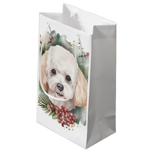 Petit Sac Cadeau Poodle Noël Wreath Festive Pup (Dos Angle)