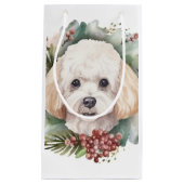 Petit Sac Cadeau Poodle Noël Wreath Festive Pup (Devant)