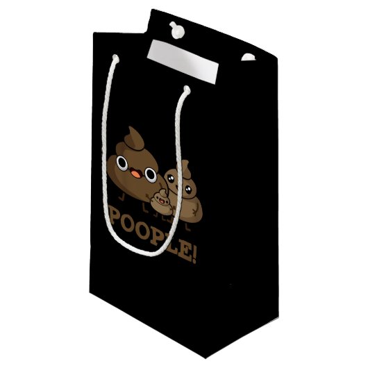 Petit Sac Cadeau Popeople Funny Poop Pun Dark BG (Devant Angle)