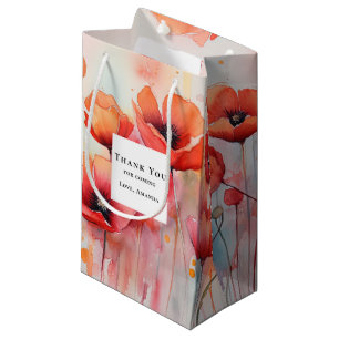Petit Sac Cadeau Poppies d'aquarelle rouge dans un Merci de champ