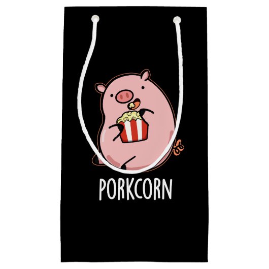 Petit Sac Cadeau Porkcorn Funny Popcorn Pun Dark BG (Devant)