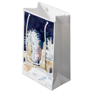Petit Sac Cadeau Porte d'hiver la nuit (croquis)