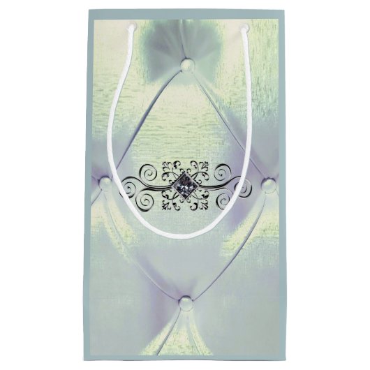 Petit Sac Cadeau Posh pintuck satin look bleu argent (Devant)