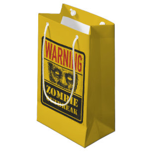 Petit Sac Cadeau Poster Éclosion de Zombie. Panneau avec Zombie