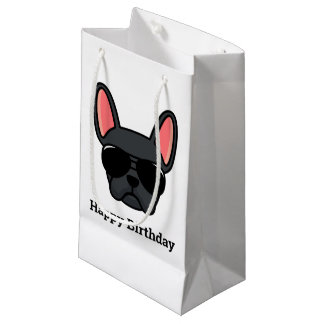 Petit sac cadeau pour chien-taureau français noir 