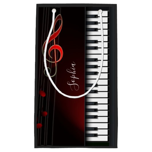 Petit sac cadeau pour piano noir et blanc (Devant)