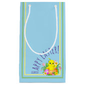 Petit Sac Cadeau Poussin de Pâques avec des fleurs (Devant)