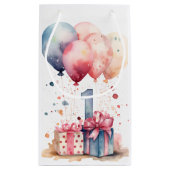 Petit Sac Cadeau Premier anniversaire - Cadeaux et ballons - Custom (Dos)