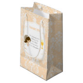 Petit Sac Cadeau Première Communion Brunette Merci de fille cheveux (Devant Angle)