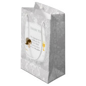 Petit Sac Cadeau Première Communion Brunette Merci de fille cheveux (Devant Angle)
