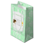 Petit Sac Cadeau Première Communion Brunette Merci de fille cheveux (Devant Angle)