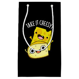 Petit Sac Cadeau Prenez-le Cheesy Funny Food Pun Dark BG
