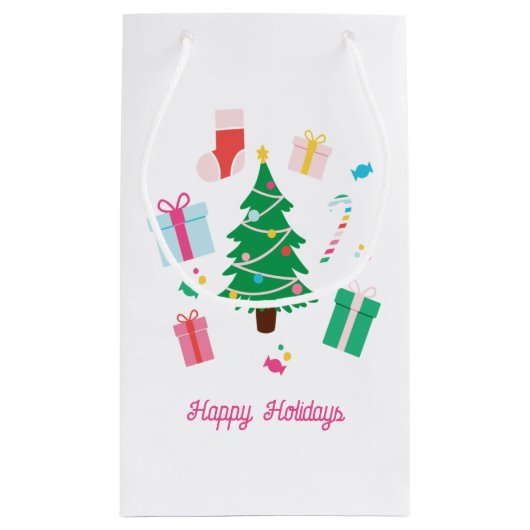 Petit Sac Cadeau Préppy Noël Arbre Cadeau Bonbon Stocking (Dos)