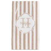 Petit Sac Cadeau Preppy Tan Peint Stripes Monogramme et nom (Devant)