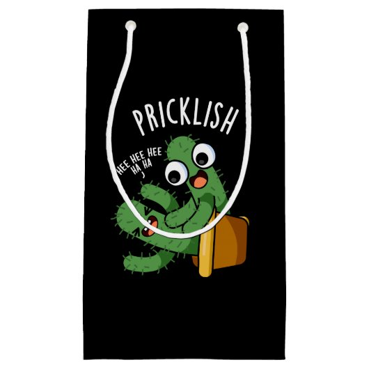 Petit Sac Cadeau Pricklish Funny Cactus Puns Dark BG (Devant)