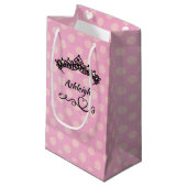 Petit Sac Cadeau Princesse Tiaras et Coeurs sur papier d'enveloppem (Devant Angle)