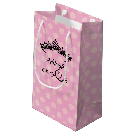 Petit Sac Cadeau Princesse Tiaras et Coeurs sur papier d'enveloppem (Dos Angle)