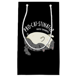 Petit Sac Cadeau Pro-chat-stinator Funny Fat Cat Pun Dark BG