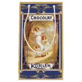 Petit Sac Cadeau Publicité chocolat victorienne élégant bleu (Devant)