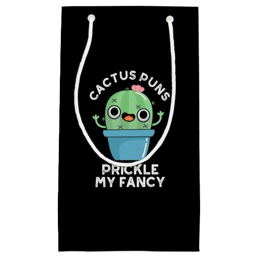 Petit Sac Cadeau Puns Cactus Pricket Mon Fancy Plante Pun Dark BG (Devant)