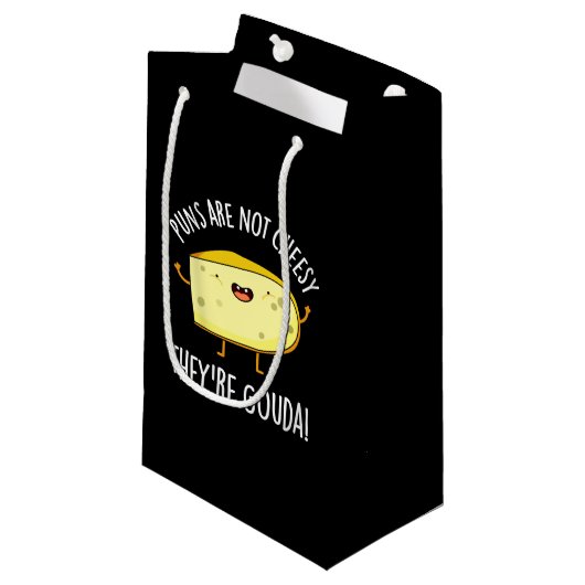 Petit Sac Cadeau Puns Not Cheesy The're Gouda Cheese Pun Dark BG (Devant Angle)