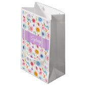 Petit Sac Cadeau Purple Blue Pink Boho Wildflower Personalized  (Devant Angle)