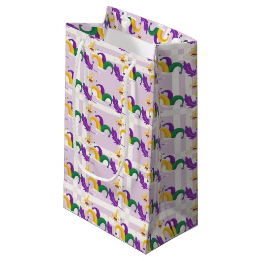 PETIT SAC CADEAU PURPLE OR VERT MARDI GRAS JESTERS CASQUETTE (Devant Angle)