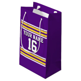 Petit Sac Cadeau Purple with Yellow White Stripes Team