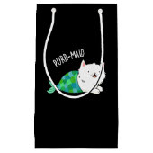 Petit Sac Cadeau Purr-maid Funny Kitty Chat Mermaid Pun Dark BG (Devant)