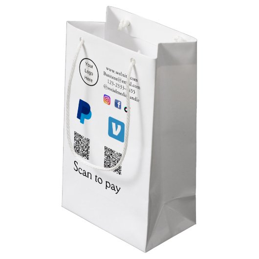 Petit Sac Cadeau Q R code PayPal venmo scanner payer ajouter médias (Dos Angle)